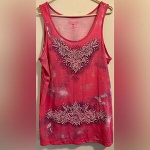 Women's Pink Embroidered tank Top Size Large